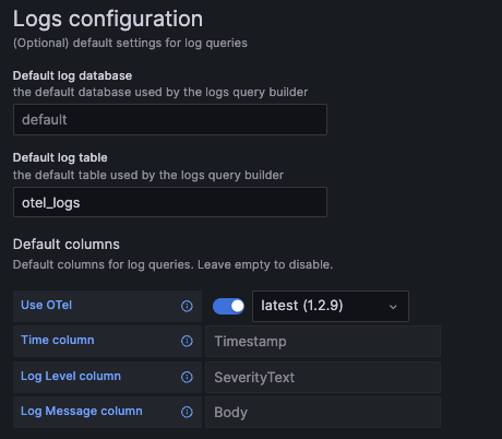 Logs config - Zoomed